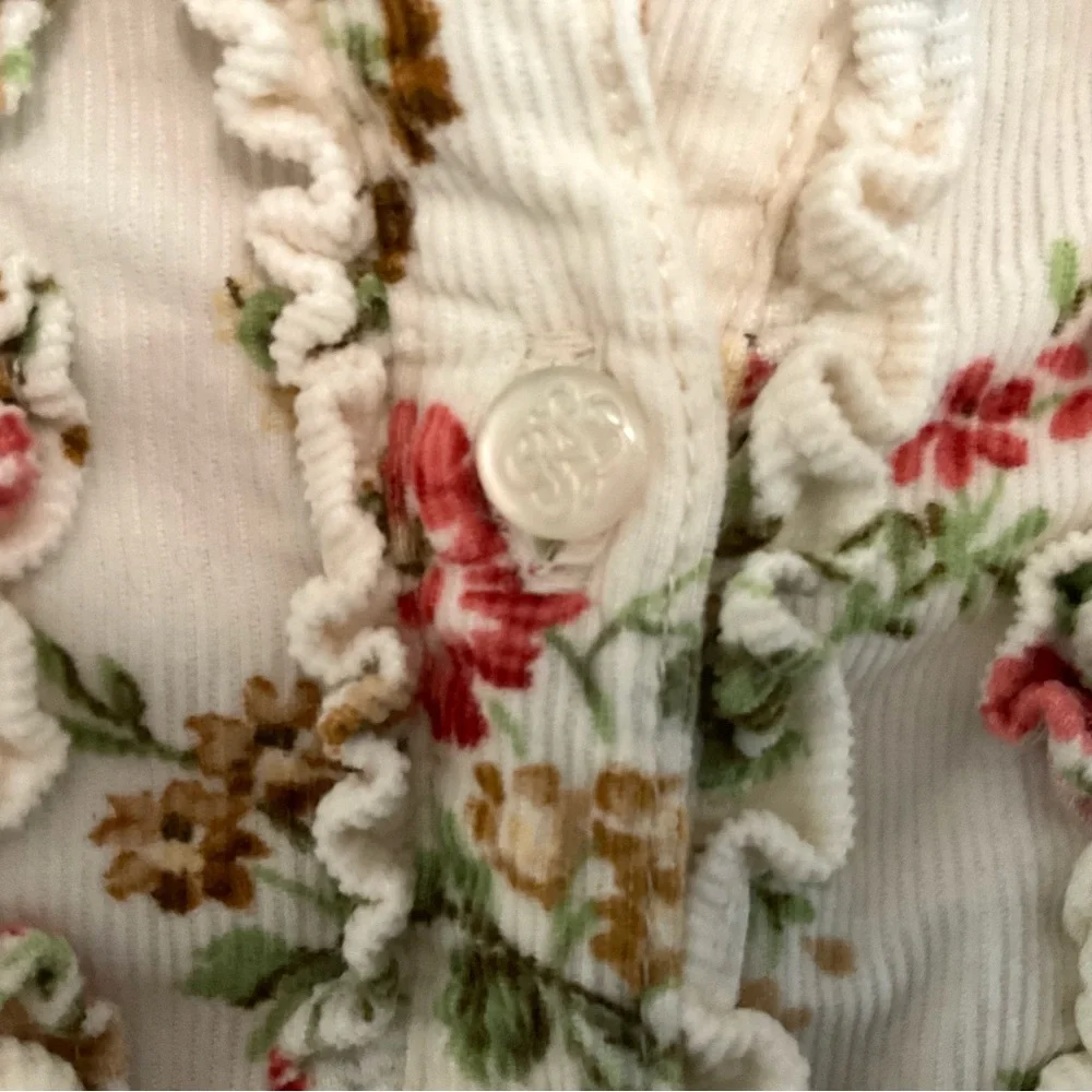 Ralph Lauren Baby Button Dress Floral Lightweight Corduroy 6-12 Months